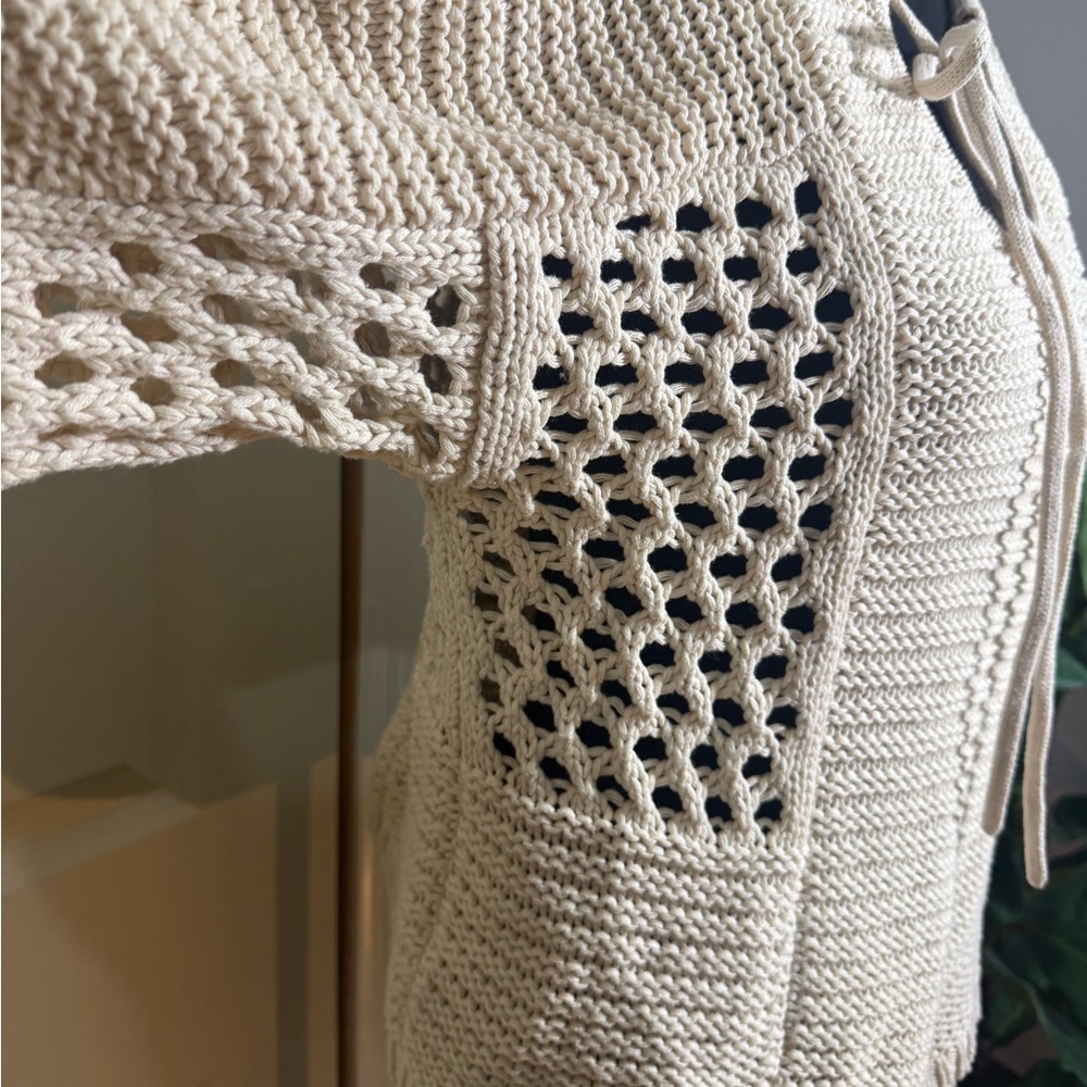 CAbi Cream Knit Sweater with Tie Neck - Picture 3 of 5